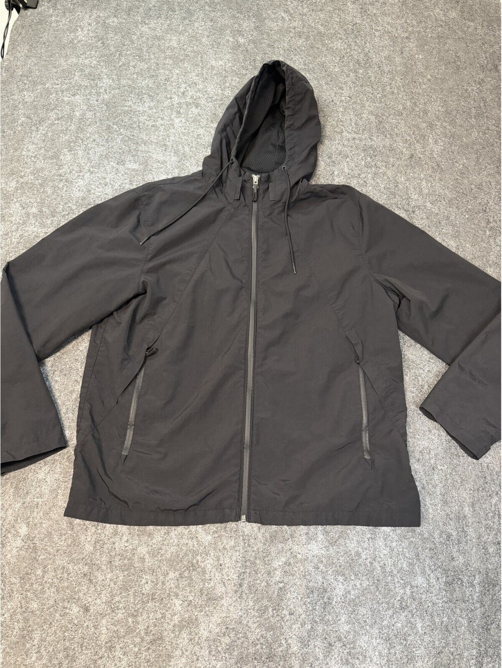 Marc Anthony Luxury Mens XL Black Hooded Full Zip Lightweight Jacket